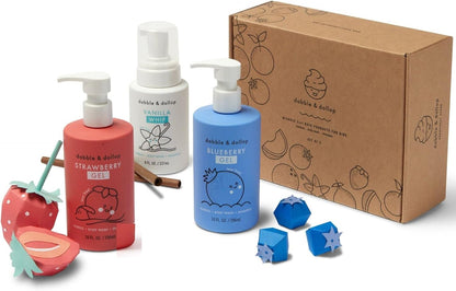 Dabble & Dollop USA Bundle, 3-in-1 Natural Bubble Bath, Body Wash & Shampoo for Kids, USA-Made