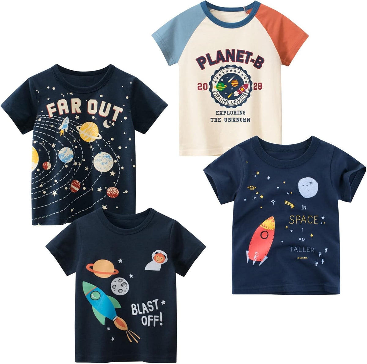 Boys' 4-Pack Excavator Short Sleeve Crewneck T-Shirts Top Tee Size 2-7 Years Toddler Boys' Value
