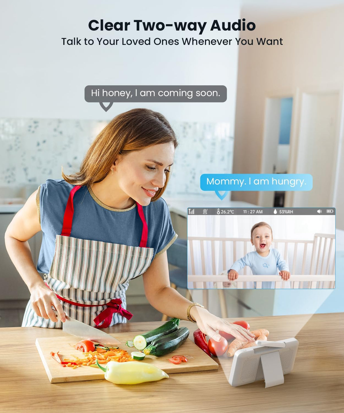 ieGeek Baby Monitor with 2 Cameras, 5" Large Screen Split-Screen Video Baby Monitor | 2K HD