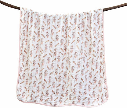 Pack of 2 Ultra Soft Muslin Baby Blankets for Girls Boys Breathable Lightweight Cotton Muslin