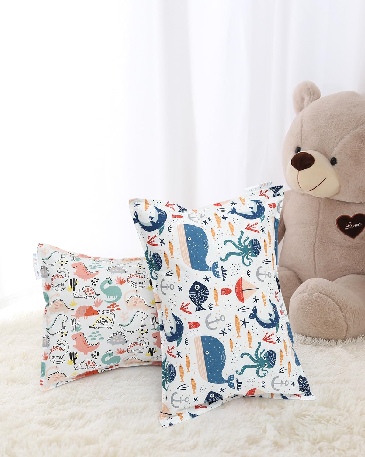 ALVABABY Toddler Pillowcases 2 Pack Organic Cotton Kids Pillow Cover Fit 13"x 18" or 12"x21"