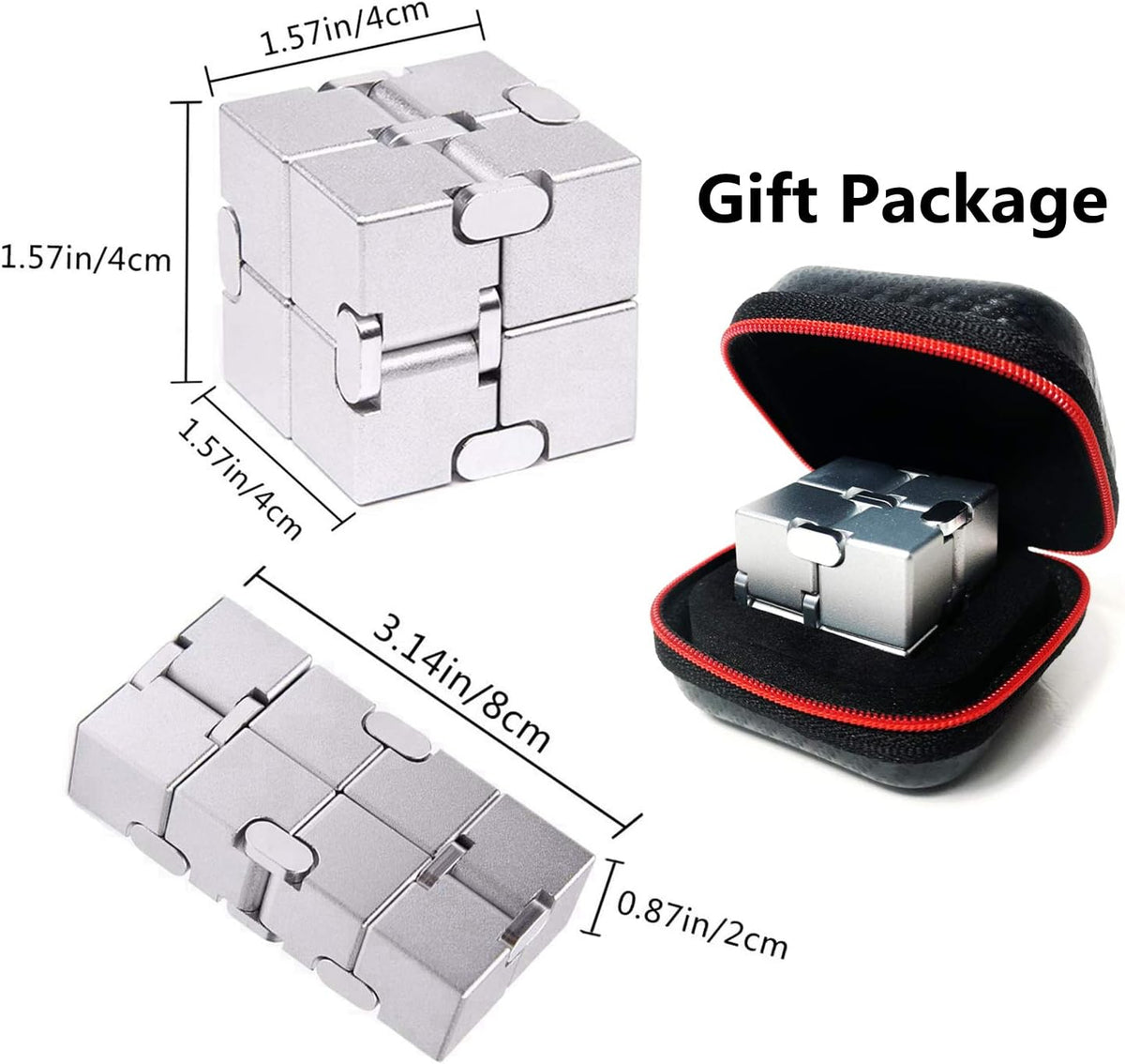 Infinity Cube Fidget Toys Aluminum Metal Stress Relief and Anti Anxiety Finger Flip Cubes Toys for