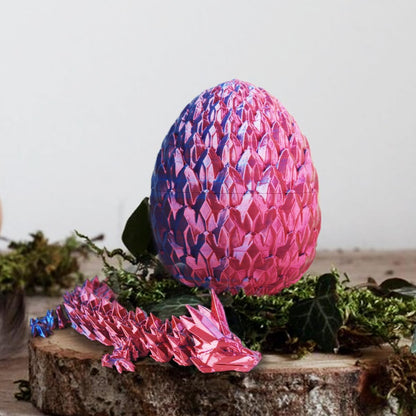 3D Printed Dragon in Egg, Beautiful Flexible Crystal Dragon, Gifts for Adults and Kids (Laser