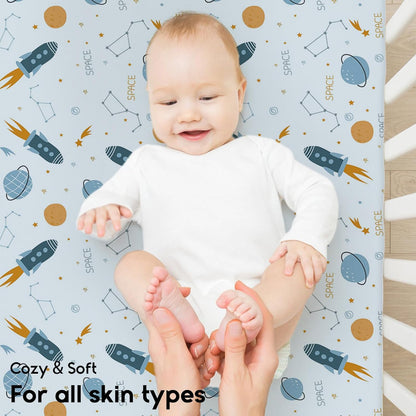 Yoofoss Pack and Play Sheets Fitted, Mini Crib Sheets 2-Pack for Pack N Play Mattress, Stretchy