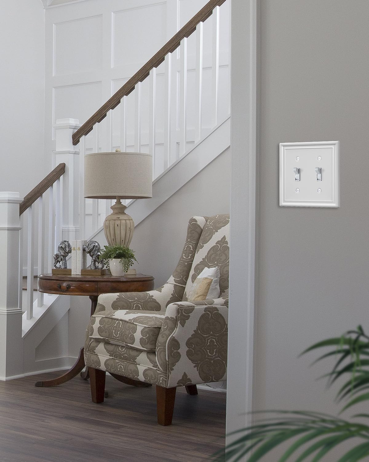 2-Pack Double Toggle Light Switch Cover Plate, Metal Switch Plate Covers, Off White Wall Plate