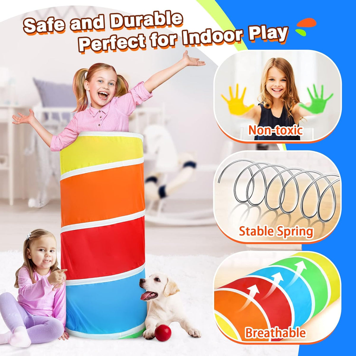 Kids Play Tunnel Tent for Toddlers, Colorful Pop Up Crawl Tunnel Toy for Baby or Pet with