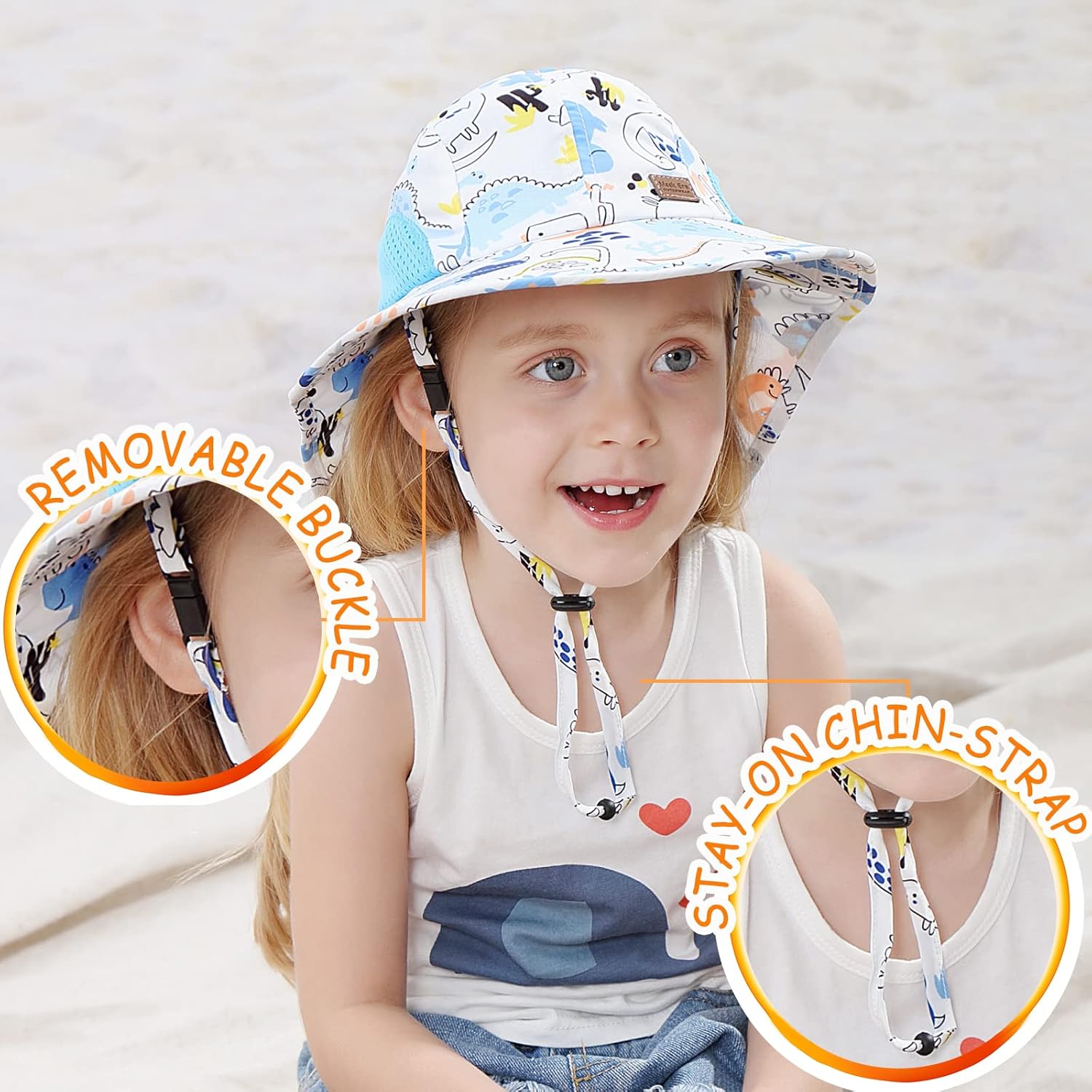 XIAOHAWANG Girls Sun Hat Baby Beach Hats Boys UPF 50+ Kids Summer Protection Cap Toddler Breathable