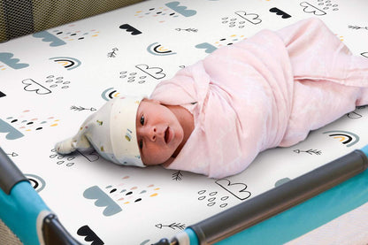 GRSSDER Stretchy Ultra Soft Jersey Knit Fitted Pack n Play Playard Sheets Set 2 Pack，Portable/Mini