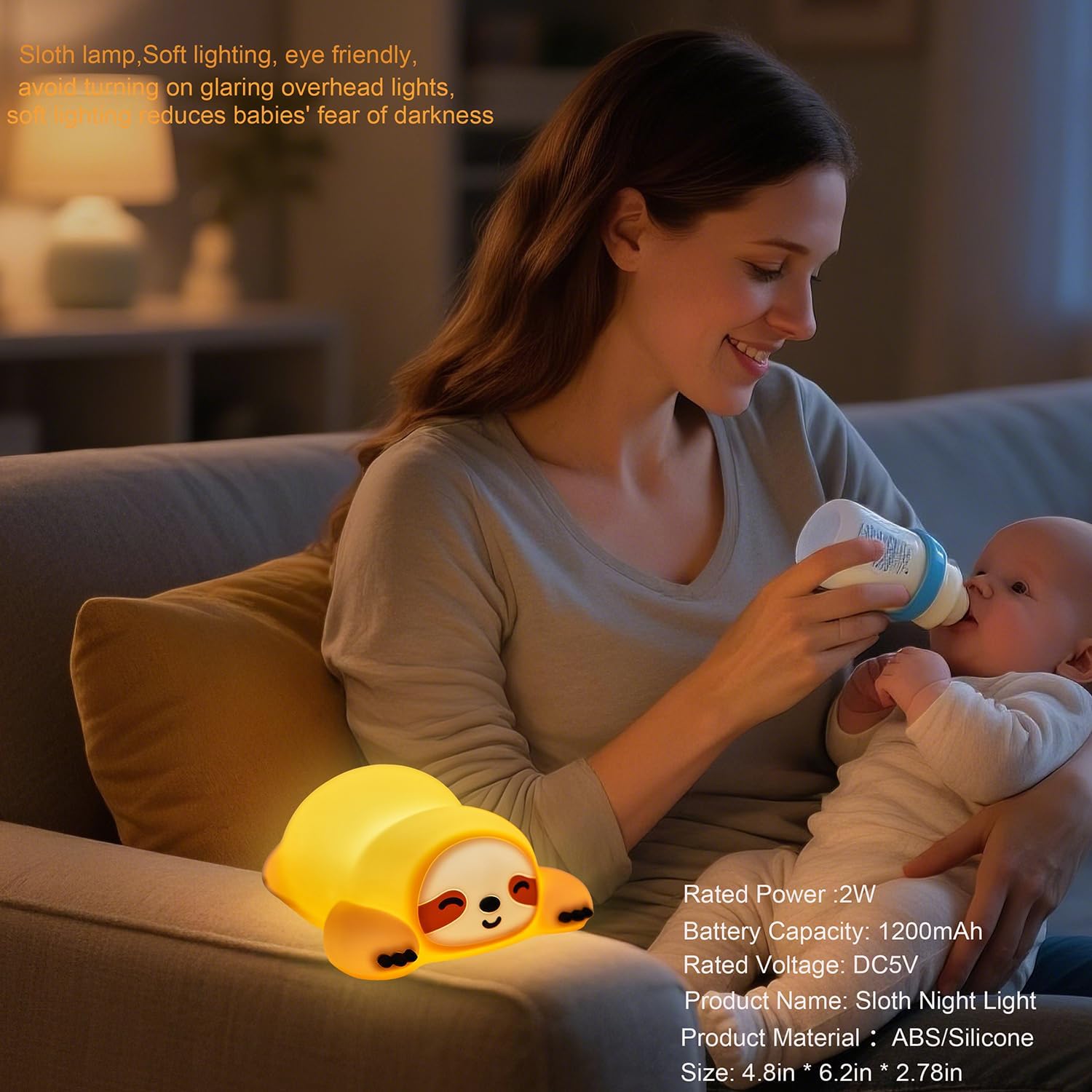 DREAMING MY DREAM Night Light for Kids,Squishy Sloth Night Light,LED Novelty Animal Nightlight,3