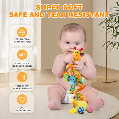 Jollybaby Crib Stroller Car Seat Toys for Baby 0-3-6-9-12 Months, Tummy Time Hanging Sensory Toys