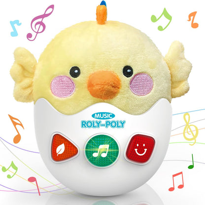 Baby Toys 0-6-12 Months, Chick Musical Plush Cute Stuffed Animal Infant Tummy Toys with Light &