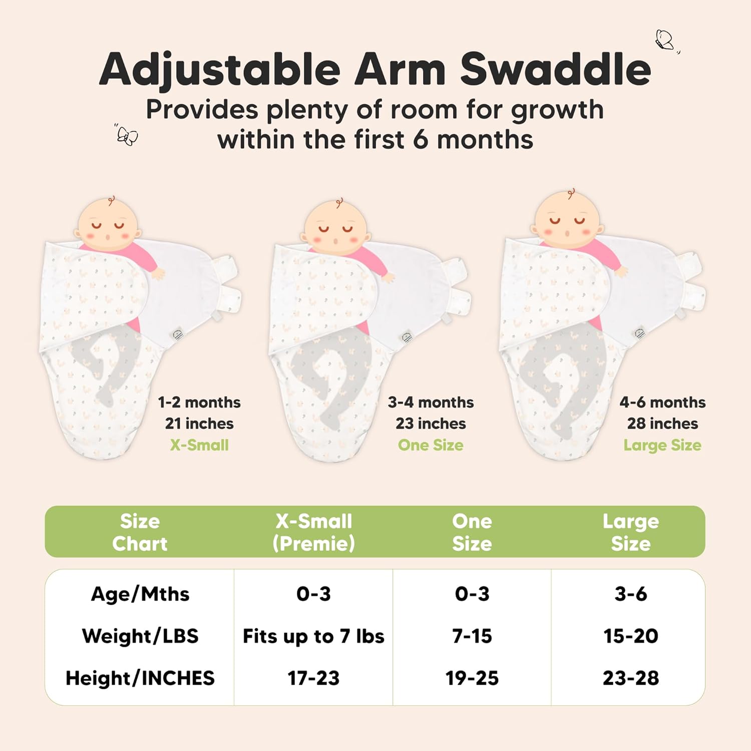 3-Pack Organic Baby Swaddle Sleep Sacks - Swaddles for Newborns, Infant 0-3 Months, Baby Girls