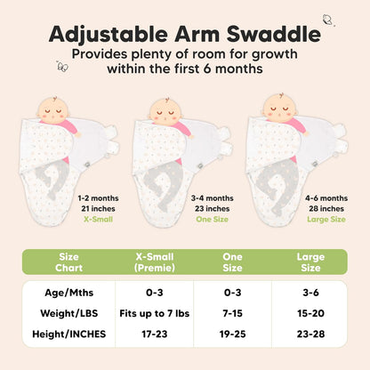 3-Pack Organic Baby Swaddle Sleep Sacks - Swaddles for Newborns, Infant 0-3 Months, Baby Girls