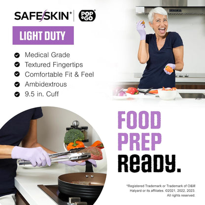 SAFESKIN Disposable Nitrile Gloves in POP-N-GO Pack of 50 or 200 Powder Free - Hair, Cleaning