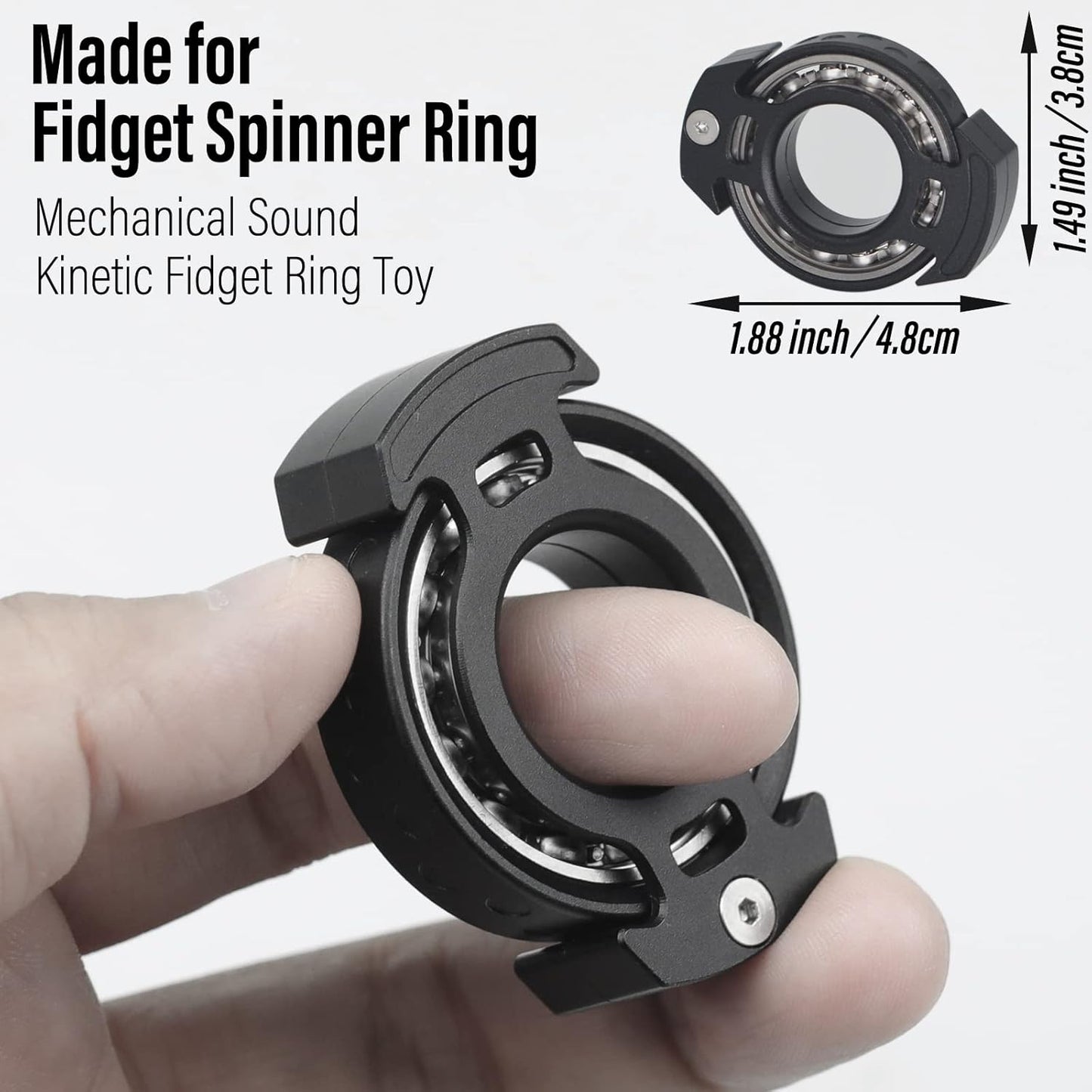 FREELOVE Ring Fidget Spinner for Adults, Men Finger Haptic Roller, Small Metal Clicker Toys, Ball