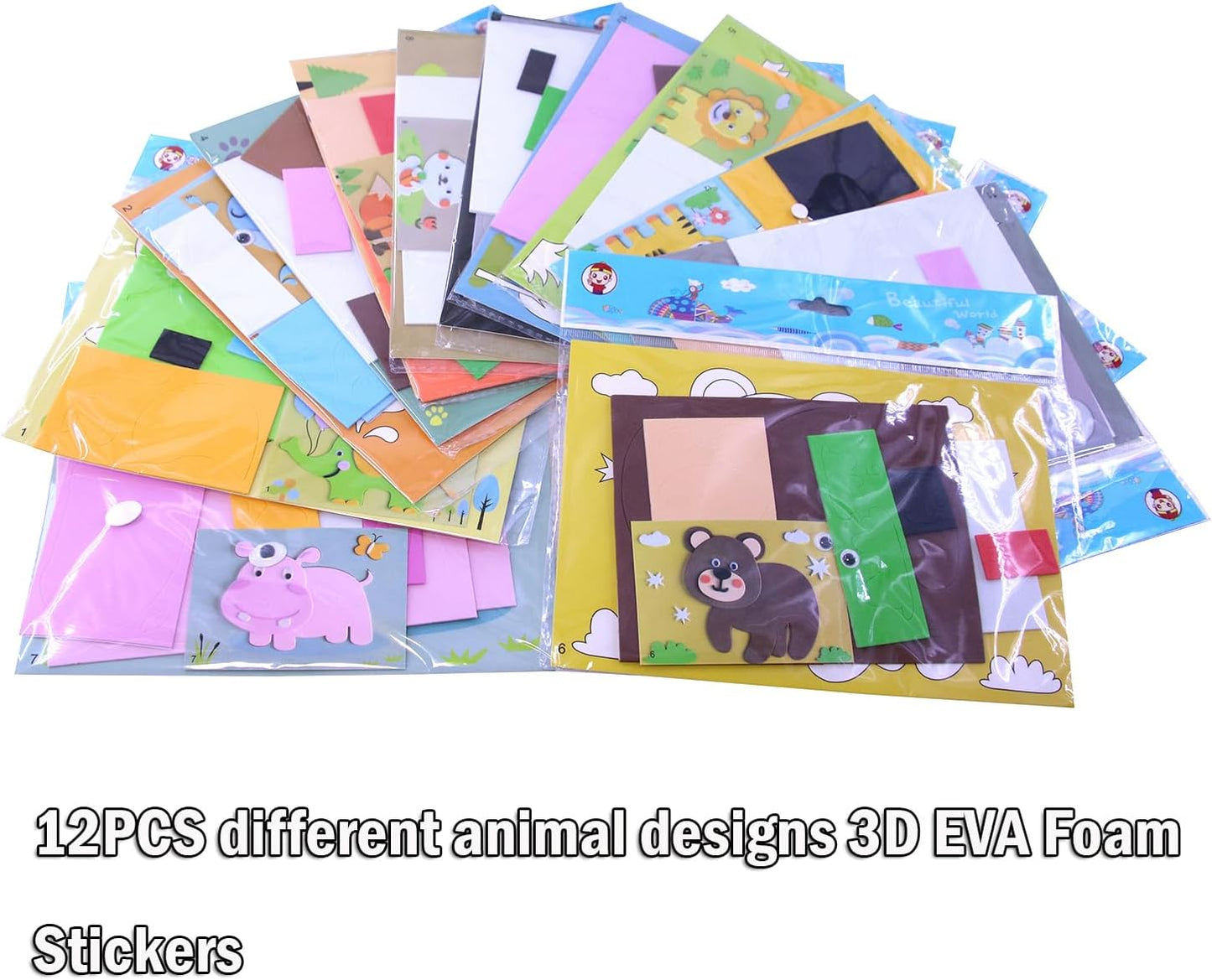 Lovyan 3D EVA Foam Stickers for Toddlers 12PCS Sticky Foam DIY Craft Preschool Art Class Drawing