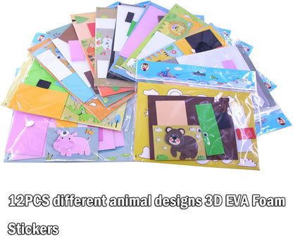Lovyan 3D EVA Foam Stickers for Toddlers 12PCS Sticky Foam DIY Craft Preschool Art Class Drawing