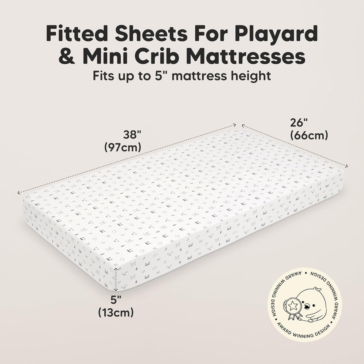 2-Pack Mini Crib Sheets Fitted - 38x26 Pack N Play Sheets for Pack and Play Mattress, Organic