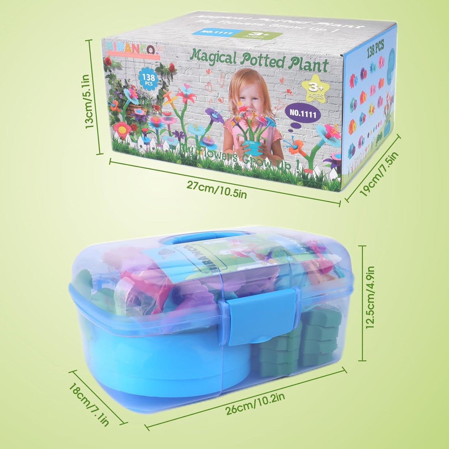 BIRANCO. Flower Garden Building Set - Grow up! Fun Stacking Toys for Toddlers and Kids Age 3-6 Year