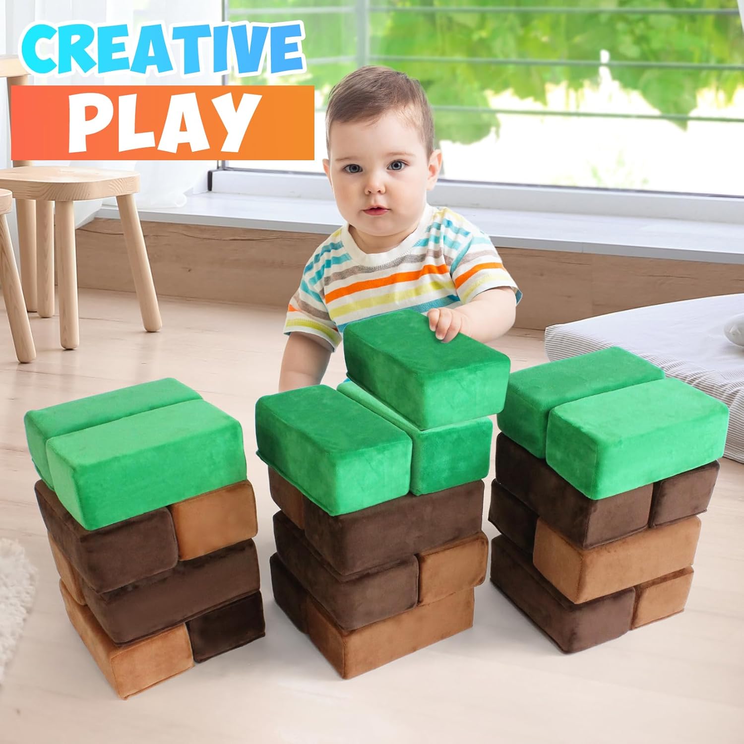 The Original Premium Plush Building Block for Kids - Certified Safe Foam Blocks in Luxuriously Soft