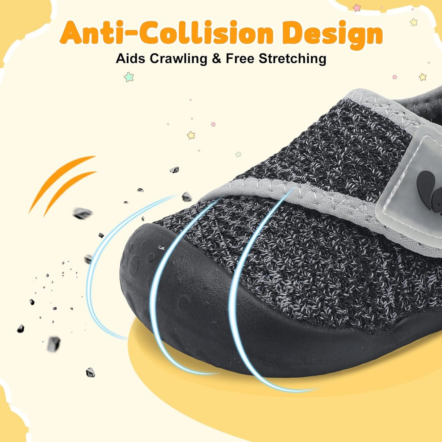 FEETCITY Baby First Walking Shoes Wide Baby Shoes Infant Sneakers Newborn Crib Shoe Barefoot