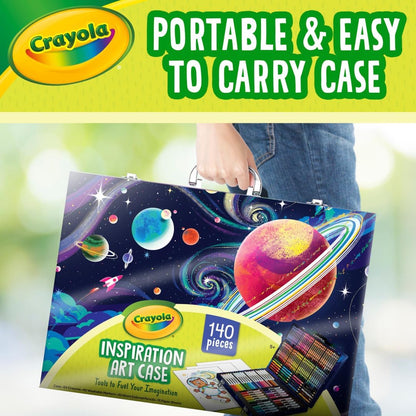 Crayola Inspiration Art Case Coloring Set, 140pc Space Theme – Art Kit for Kids, Crayons, Markers
