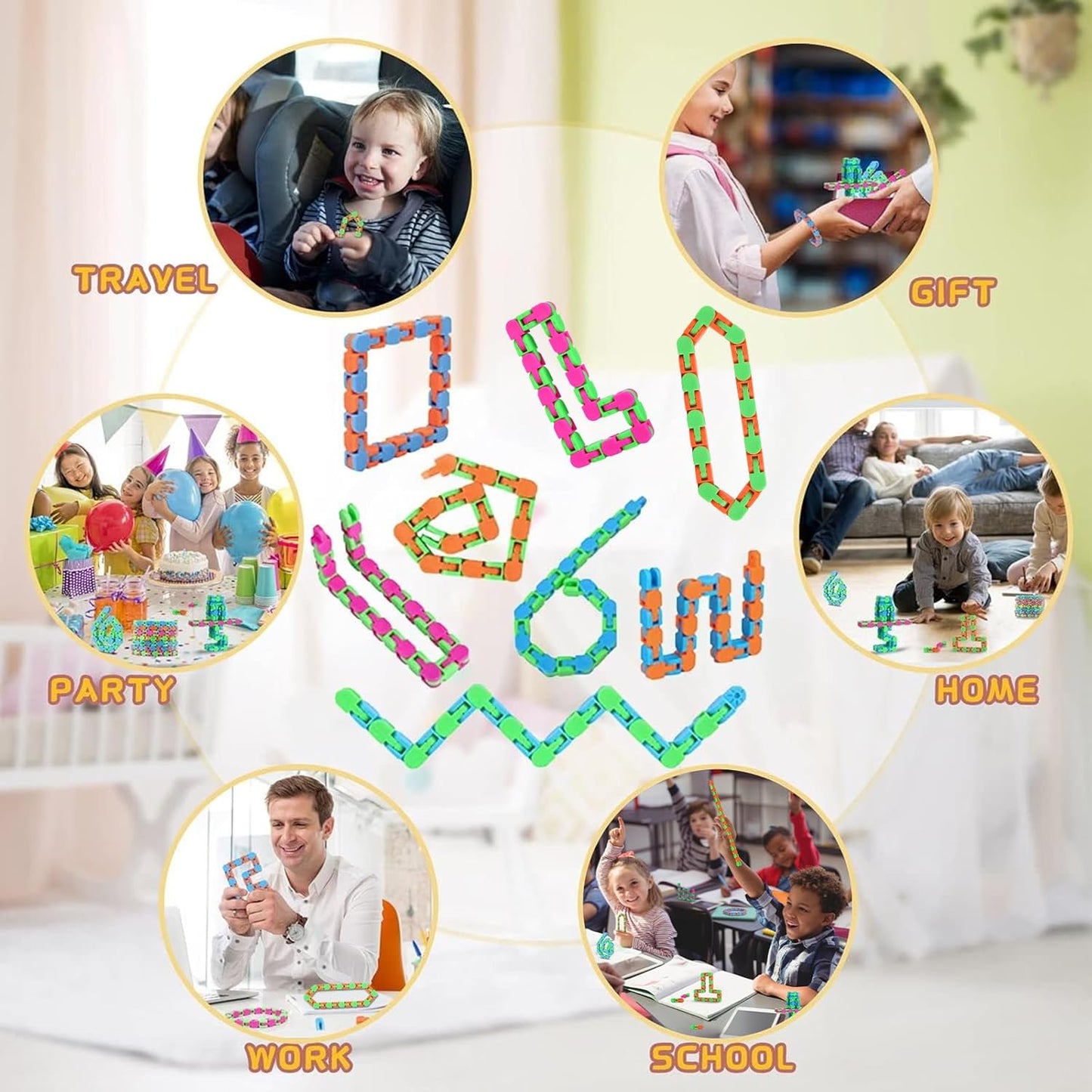 8Pcs Fidgets Wacky Tracks Fidget Toys for Kids Classroom Students School Prizes Gifts Sensory