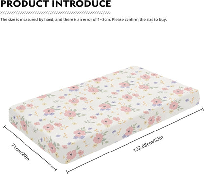 Dreamy Floral Print Fitted Crib Sheet Flower Baby Crib Sheet Fit Standard Crib and Toddler