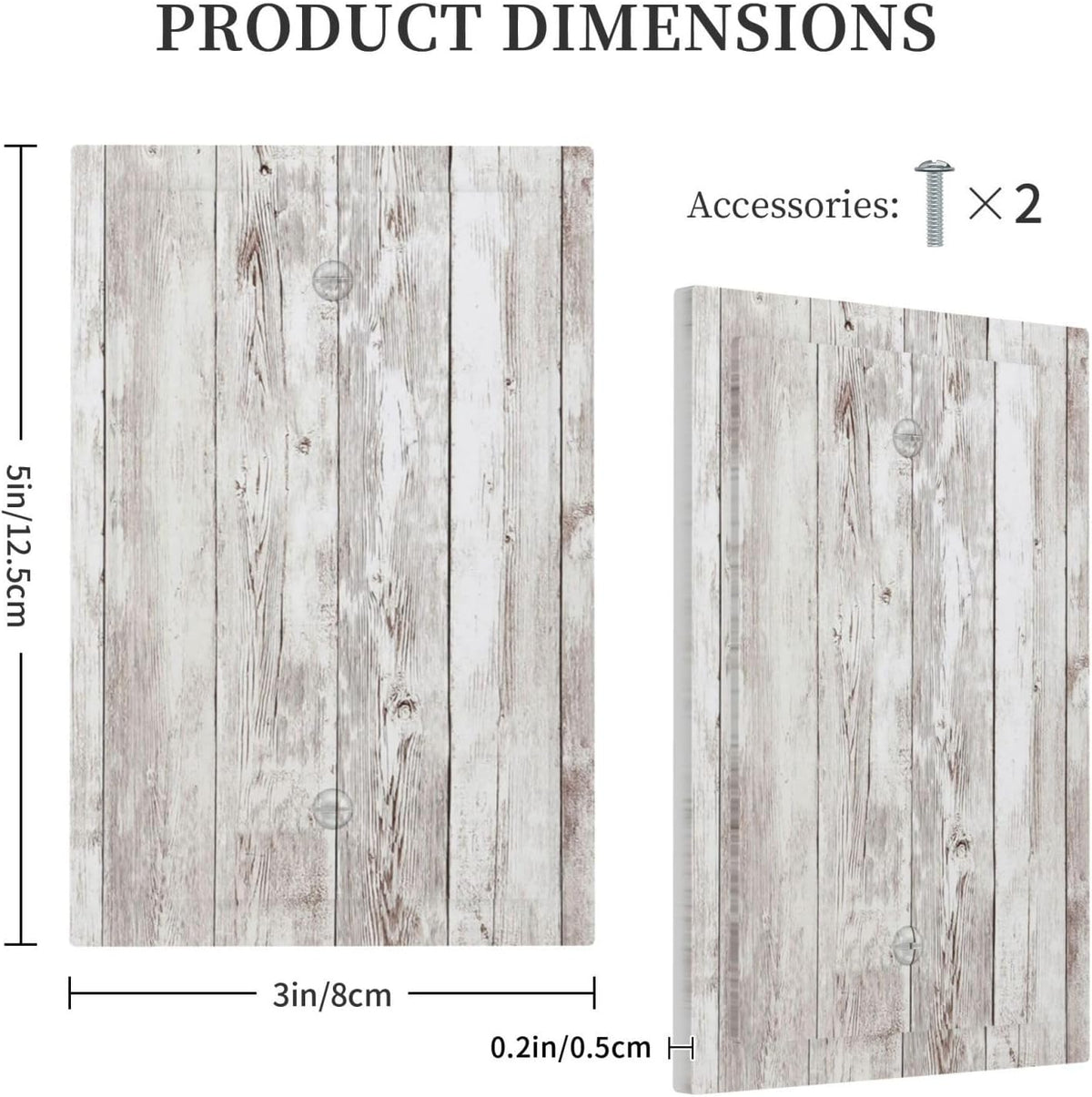 Light Switch Cover Plate Rustic Vintage White Wood Grain 1 Gang No Device Blank Electrical Wall