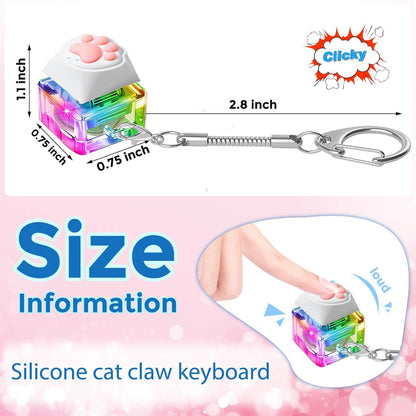 Fidget Keyboard Toys,Cat's paw Keychain with LED Light Stress Relief Toys for Adults and