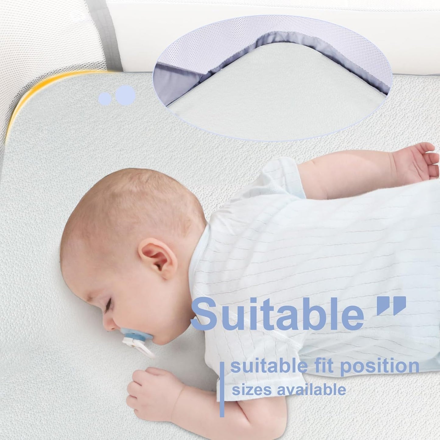 NeoBorn Baby Bassinet Mattress Pad, 47" x 23.6" Dual Sided Comfort Gel Memory Foam Mattress with