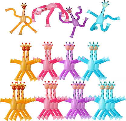 24PCS Telescopic Suction Cup Giraffe Toy,pop Tubes,Toys for Kids,Toddler Travel Toys,Toddler