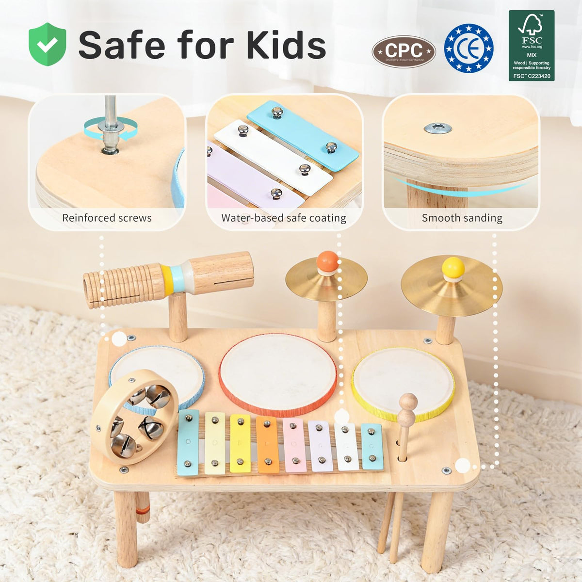 WINGYZ Kids Drum Set, 9-in-1 Montessori Toys