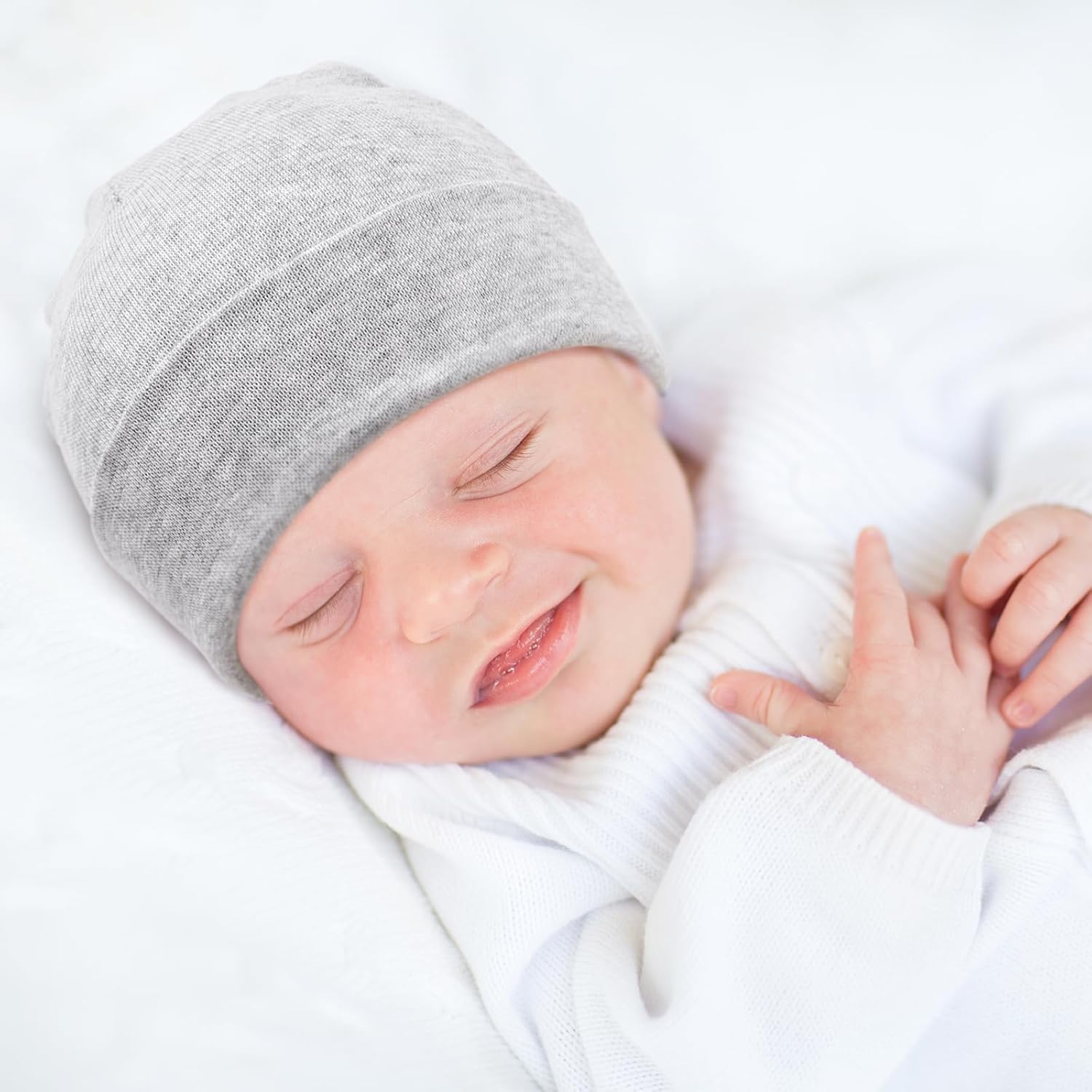 DRESHOW BQUBO 4 Pieces Baby Beanie Newborn Toddler Soft Cute Knit Hat Hospital Hats for Baby Boys