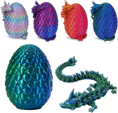 Cessfle 3D Printed Dragon in Egg, Crystal Dragon Eggs with Dragon Inside, Full Articulated Dragon