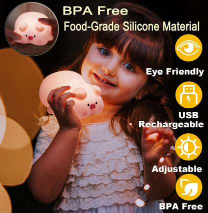 Cute Pig Lamp, Fun Lying Flat Pig Night Light, LED Squishy Animal Novelty Lamp, Light up Duck for