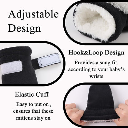 Zsedrut No Scratch Baby Mittens Toddler Infant Fleece Lined Gloves Winter Warm Mitten for Baby Boys