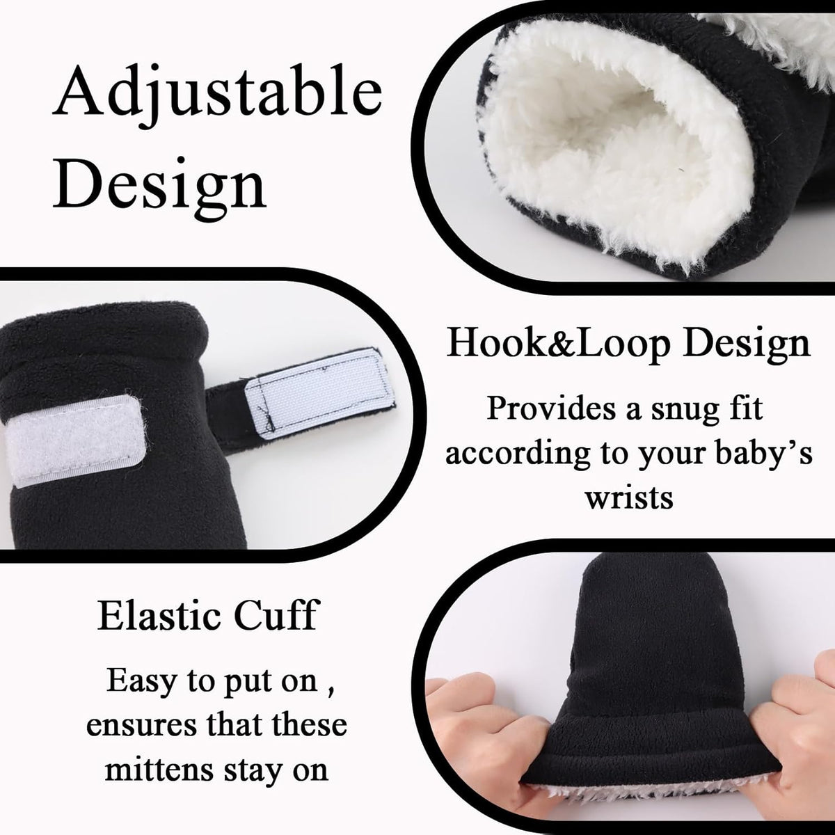 Zsedrut No Scratch Baby Mittens Toddler Infant Fleece Lined Gloves Winter Warm Mitten for Baby Boys