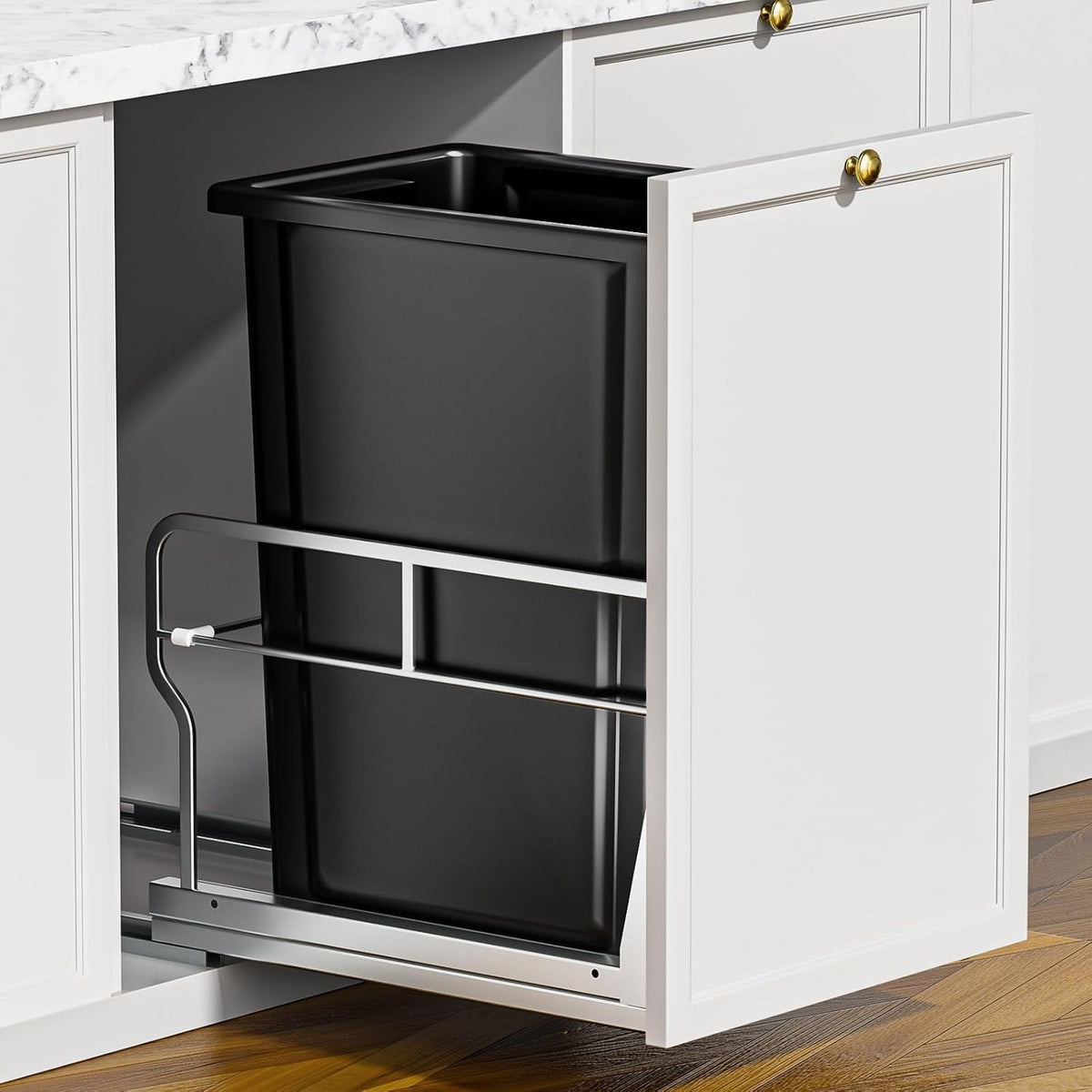 Insputer 8 Gal Pull Out Trash Can Under Cabinet, Heavy Duty Under Sink Garbage Can Kit with