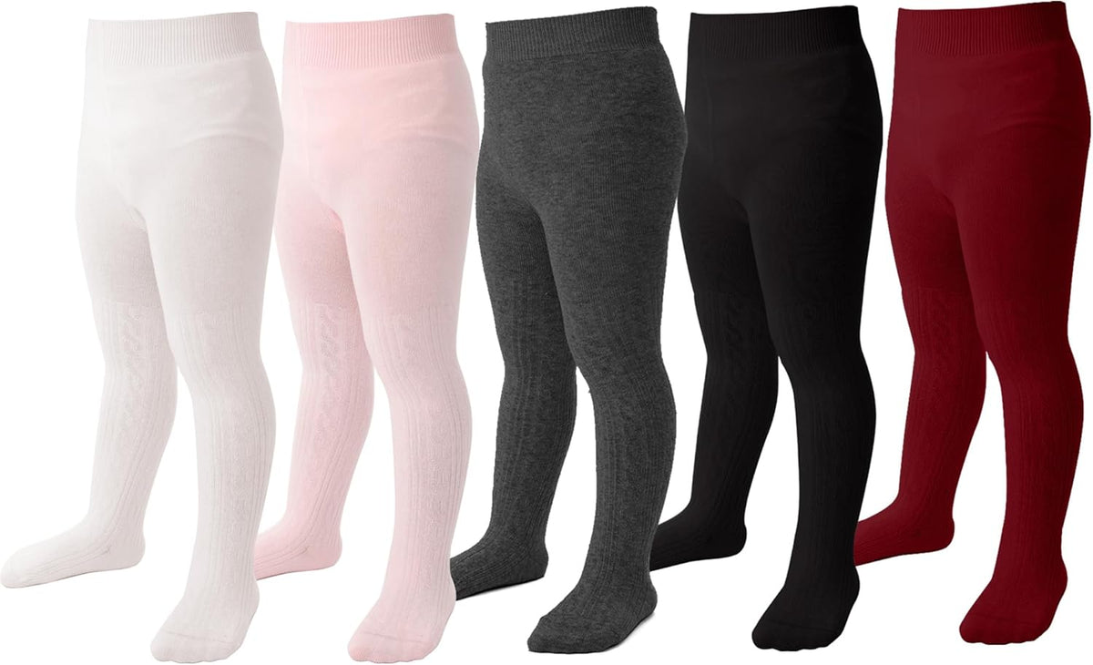 Marchare Baby Girls Tights Thick Solid Cable Knit Leggings Winter Warm Stockings For Toddler Girls