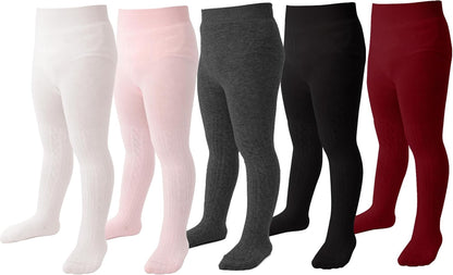 Marchare Baby Girls Tights Thick Solid Cable Knit Leggings Winter Warm Stockings For Toddler Girls