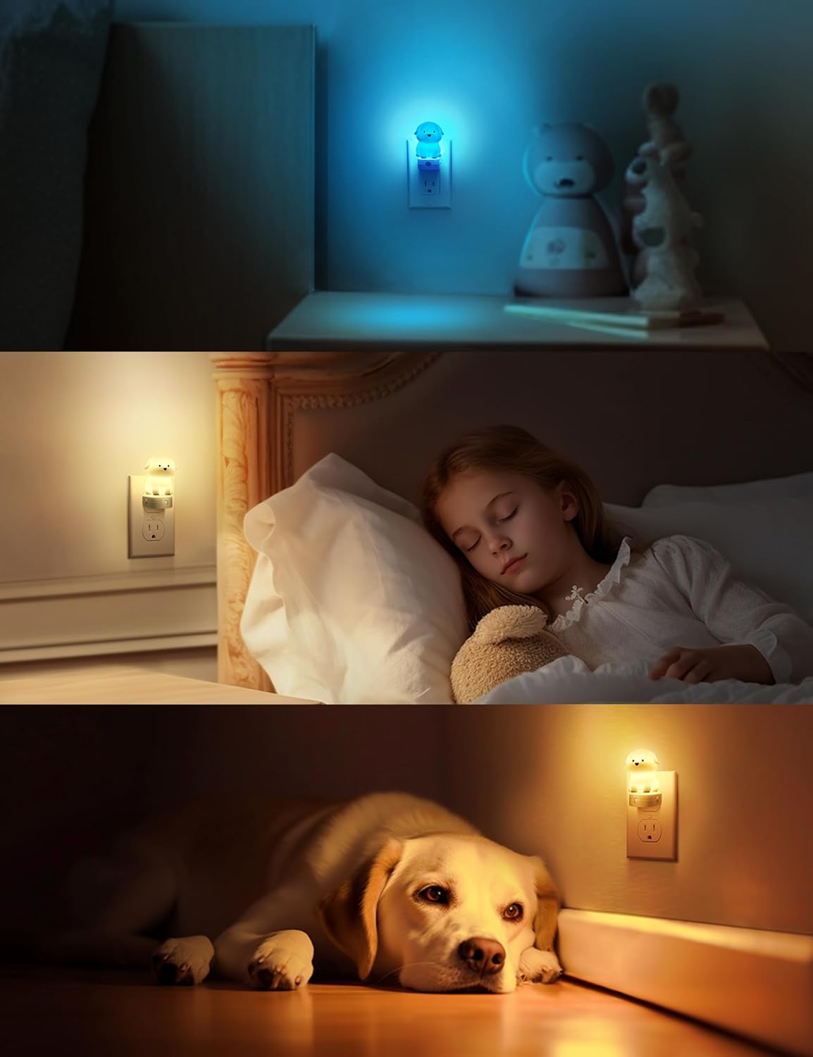 L LOHAS LED Plug in Night Light for Kids, 3D Cute Puppy Night Lights with Dusk to Dawn Sensor