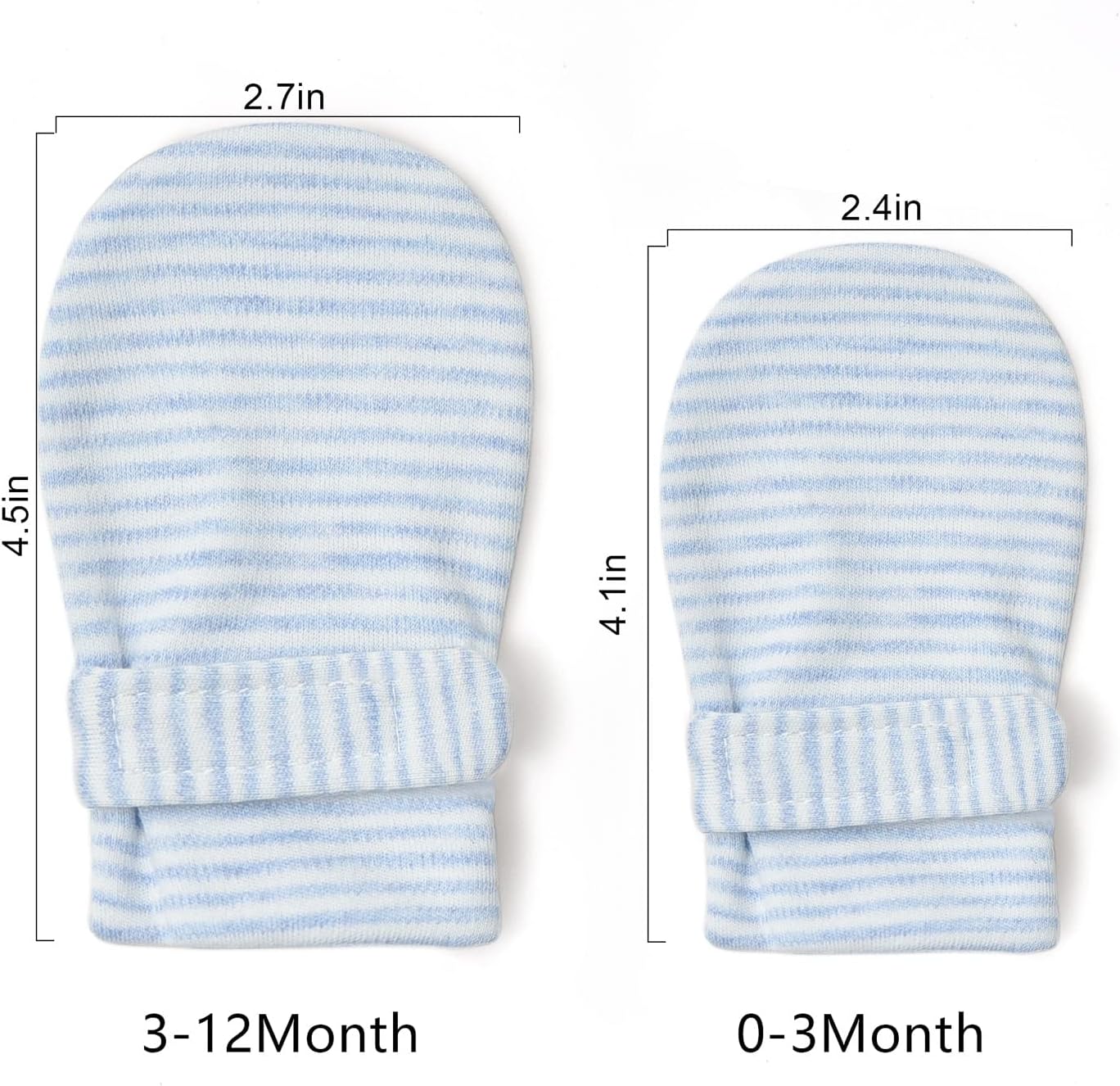 Newborn Baby No Scratch Mittens Stay On, 100% Cotton Breathable, Adjustable Infant Gloves for Baby