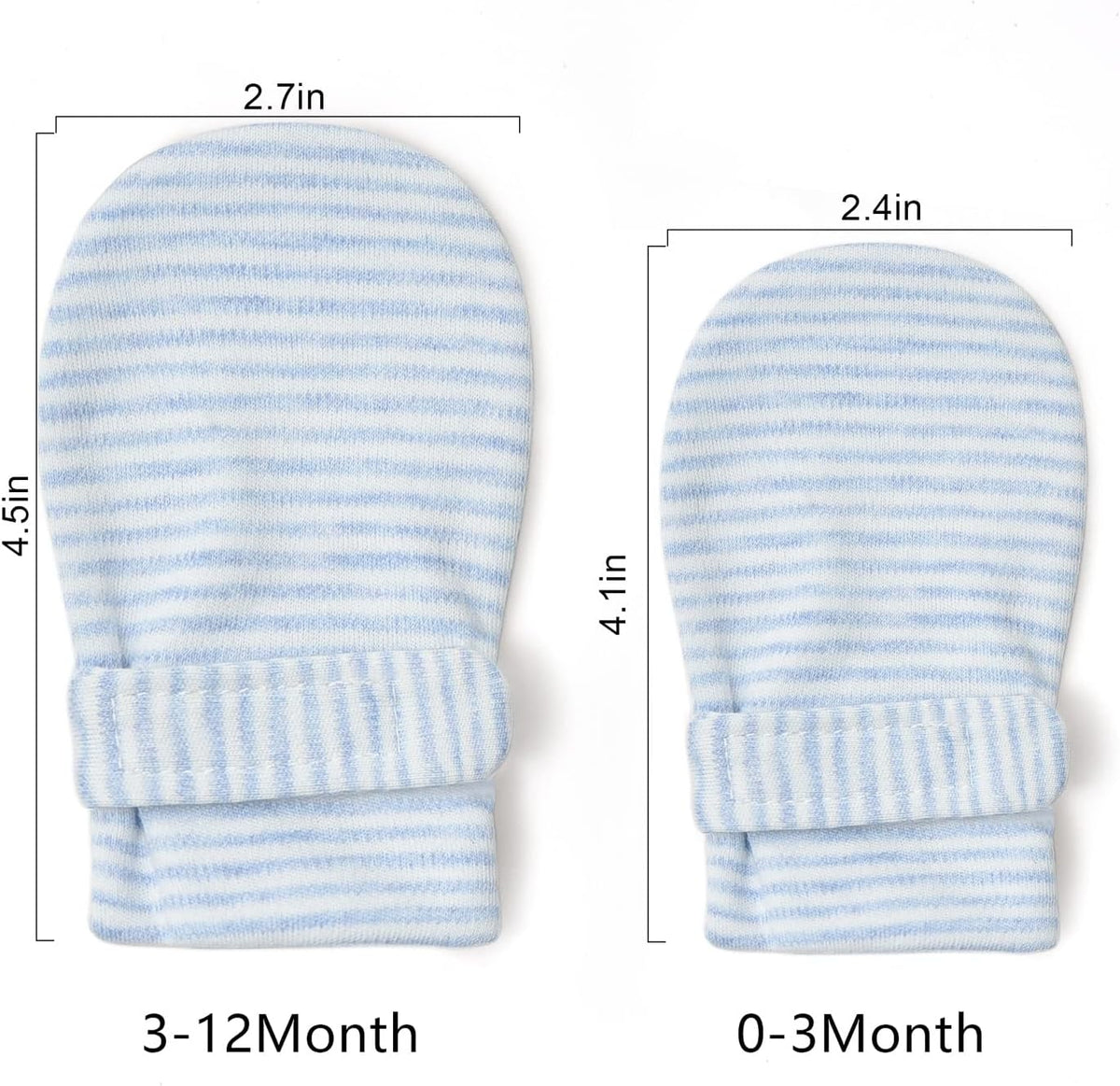 Newborn Baby No Scratch Mittens Stay On, 100% Cotton Breathable, Adjustable Infant Gloves for Baby