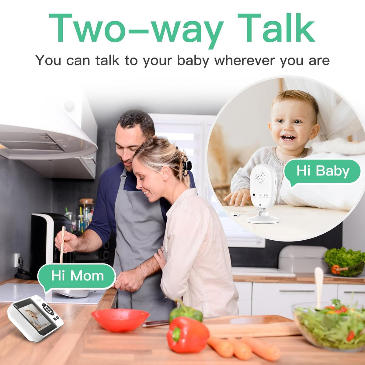 Smart Video Baby Monitor with Camera and Audio,Dual Mode,WiFi On/Off Switch,2.8inch