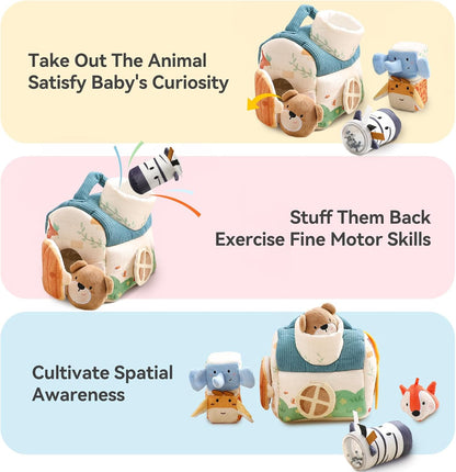 Youuys Baby Toys 6 -12 Months - Jungle Soft Stuffed Animal Set with Rattle, Crinkle Paper