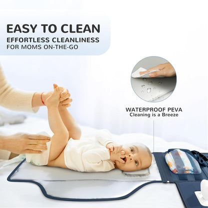 Portable Diaper Changing Pad with Shoulder Strap, Detachable Travel Changing Pad with Baby Wipes