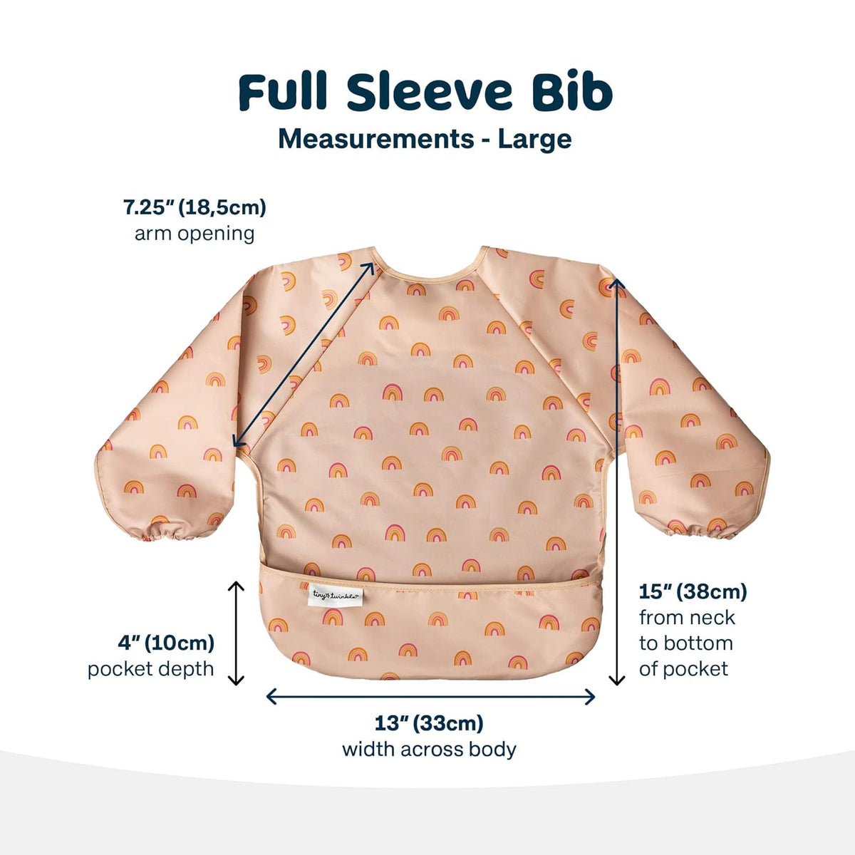 Tiny Twinkle Mess Proof Baby Bib,Waterproof Smock Baby Bib for Eating,Machine Washable Long Sleeve