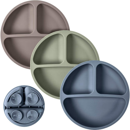 WeeSprout Suction Plates for Babies & Toddlers - 100% Silicone, Dinnerware Stays Put, Divided