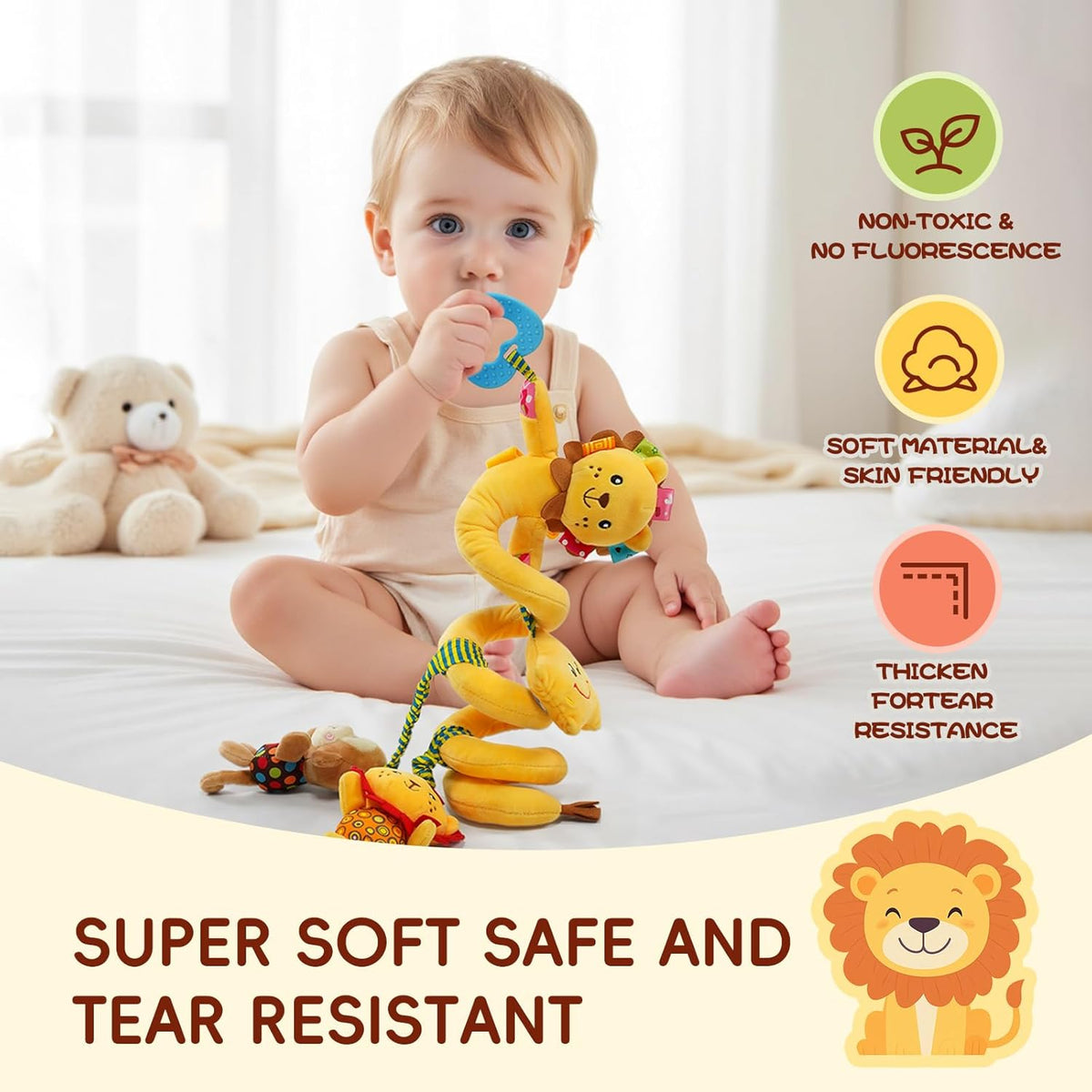 Jollybaby Crib Stroller Car Seat Toys for Baby 0-3-6-9-12 Months, Tummy Time Hanging Sensory Toys
